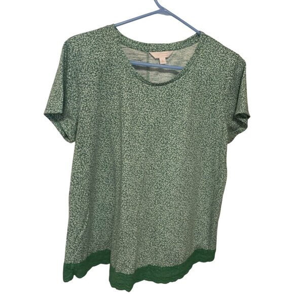 LC Lauren Conrad Tops - LC Lauren Conrad Womens Sz Large Short Sleeve Tshirt Top Shirt Lace Hem Back Det
